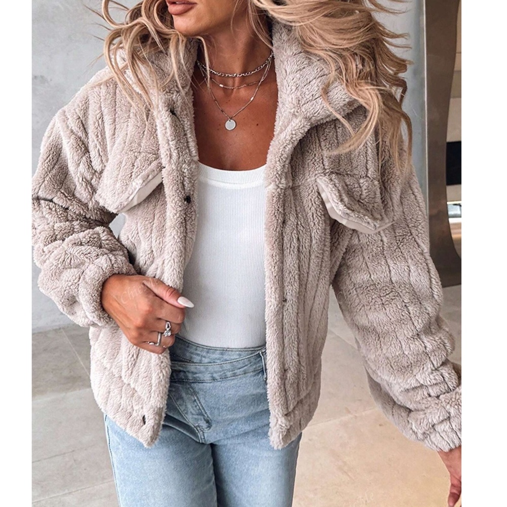 Cozy Teddy Button Down Oversized Jacket Coat - image 5